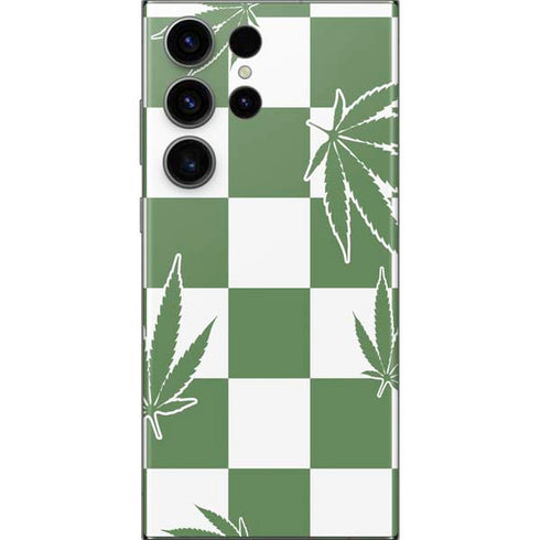 Marijuana Green Checkered Galaxy Skins